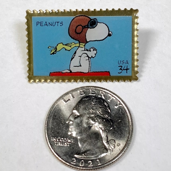 SNOOPY FLYING ACE (Red Baron) POSTAGE STAMP PIN - BRAND NEW! - Picture 4 of 4